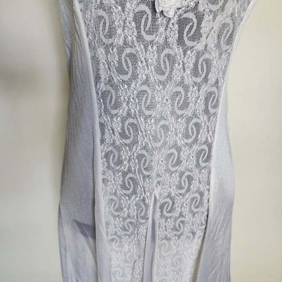 Vintage lace long white deep vneck slip dress - Picture 8 of 10